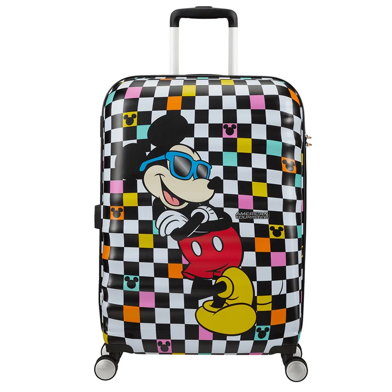 Trolley Medio 67cm 4 Ruote Leggero 3,6kg - American Tourister Wavebreaker Disney Mickey Check