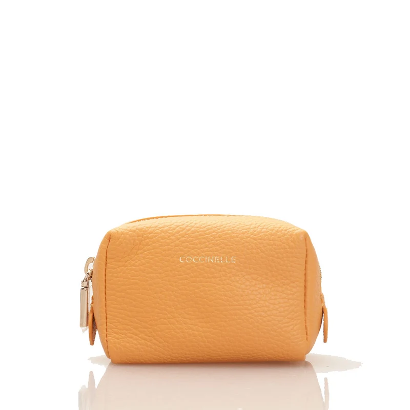Beauty Case Piccolo COCCINELLE in Pelle Apricot Chiuso con Zip