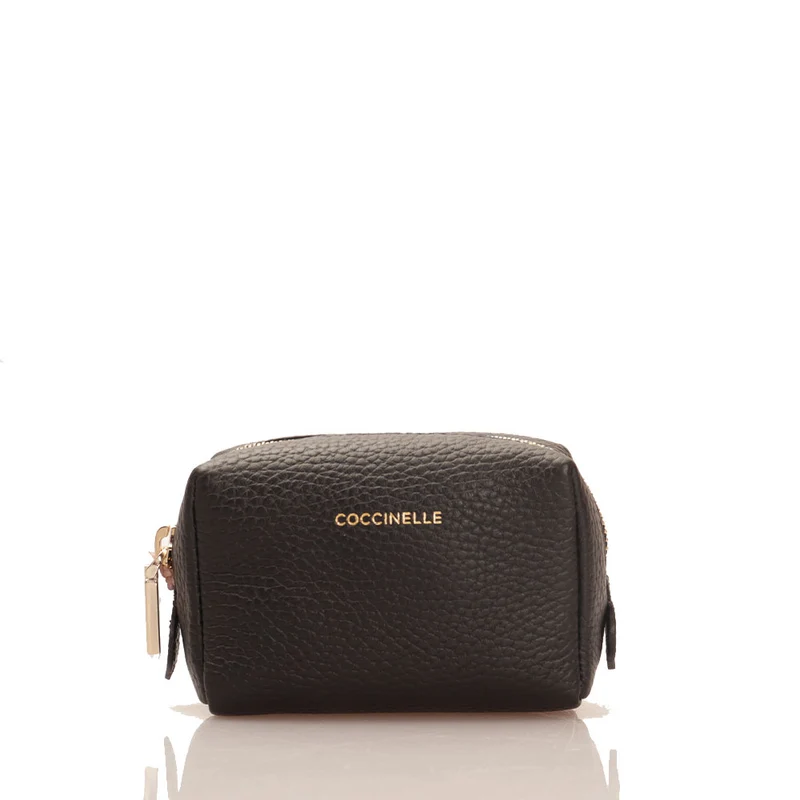 Beauty Case Piccolo COCCINELLE in Pelle Nera Chiuso con Zip