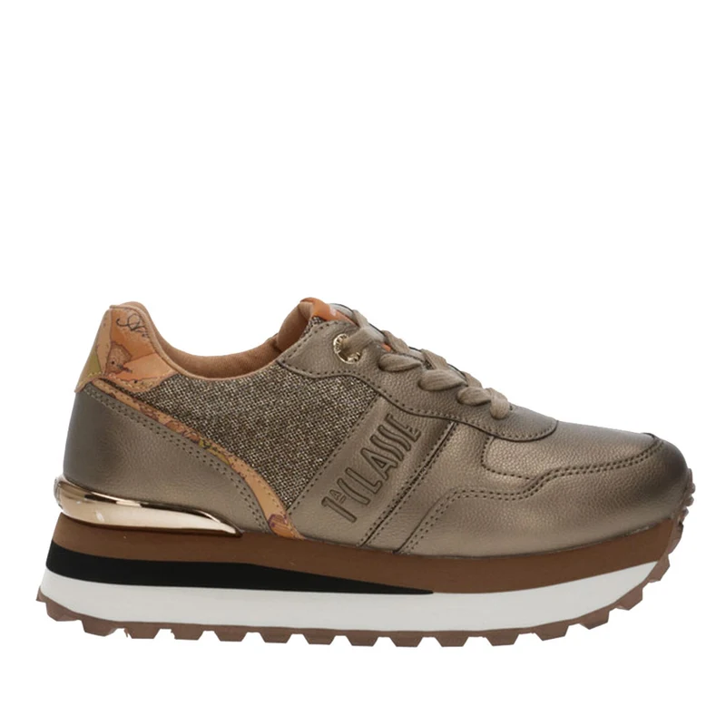 Scarpe Donna 1A Classe Alviero Martini Sneakers Running colore Taupe e Geo Beige 1693