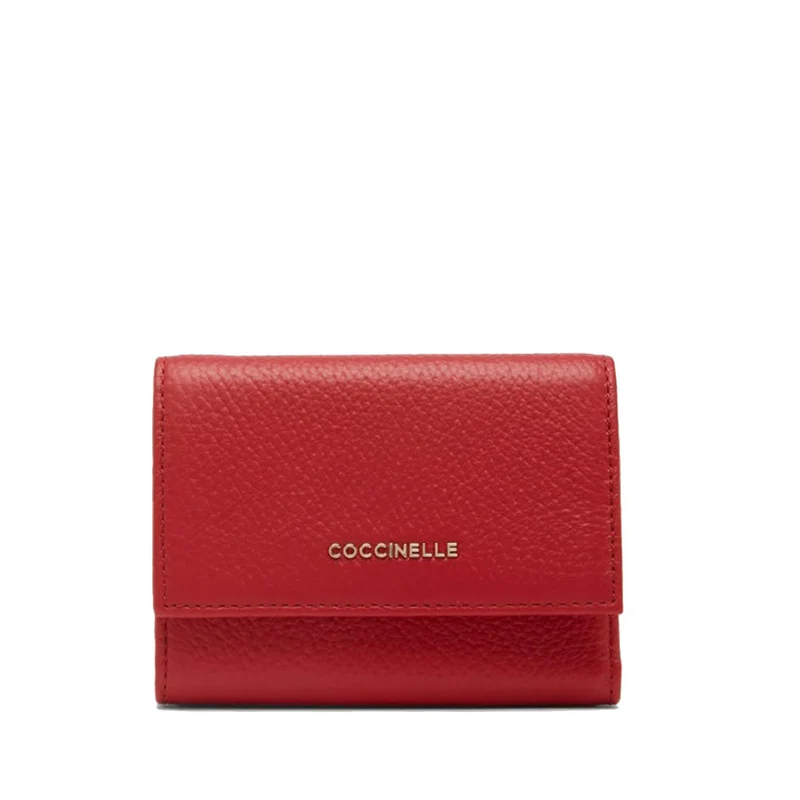 Portafoglio Donna Piccolo COCCINELLE in Pelle Colore Ruby Linea Metallic Soft
