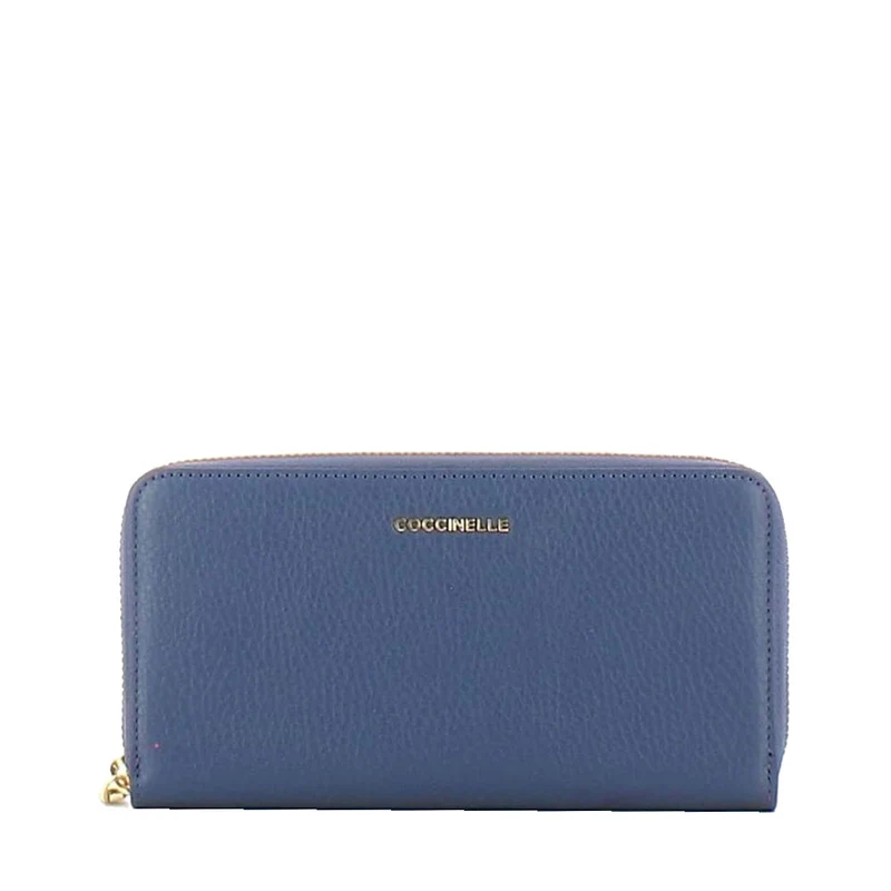Portafoglio Donna COCCINELLE in Pelle Martellata Colore Mirtillo Linea Metallic Soft