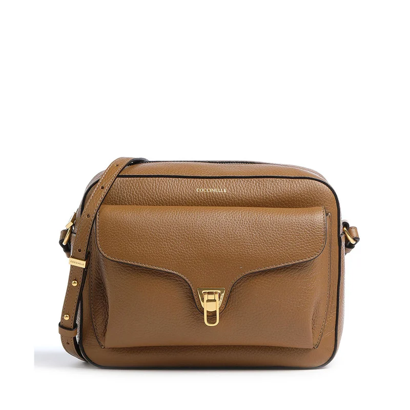 Borsa Donna a Tracolla Chiusa con Zip COCCINELLE in Pelle linea Beat Soft Medium colore Nocciola
