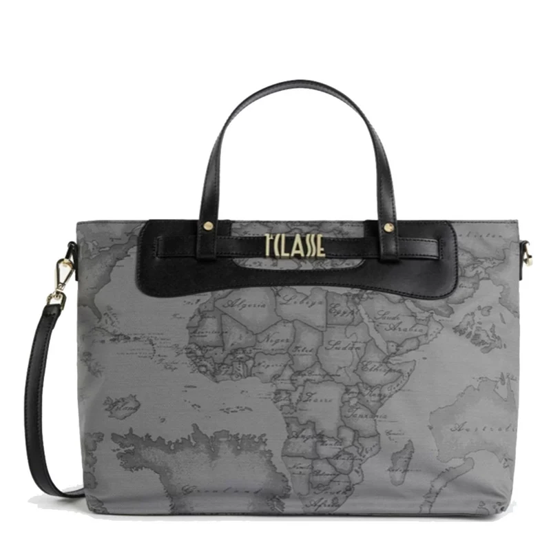 Borsa Donna a Mano 1A Classe Alviero Martini linea Soft Generation stampa Geo Dark Grigio GV75