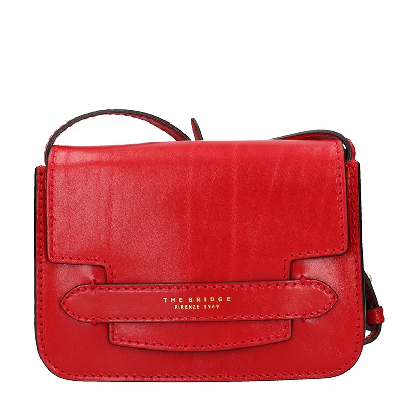 Borsa Donna a Tracolla Media THE BRIDGE in Pelle Rosso Ciliegia linea Lucrezia