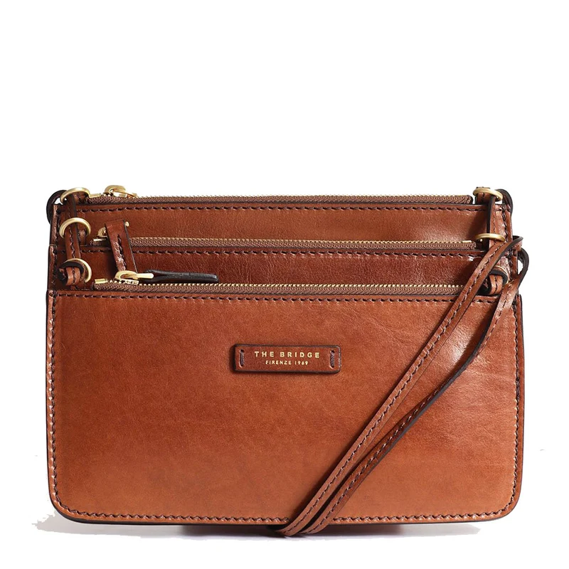 Borsa Donna a Tracolla Tre Scomparti THE BRIDGE linea Rustici in Pelle Marrone