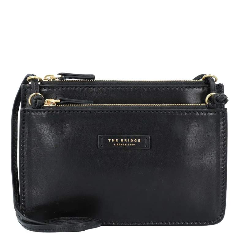 Borsa Donna a Tracolla Doppio Scomparto THE BRIDGE linea Rustici in Pelle Nera