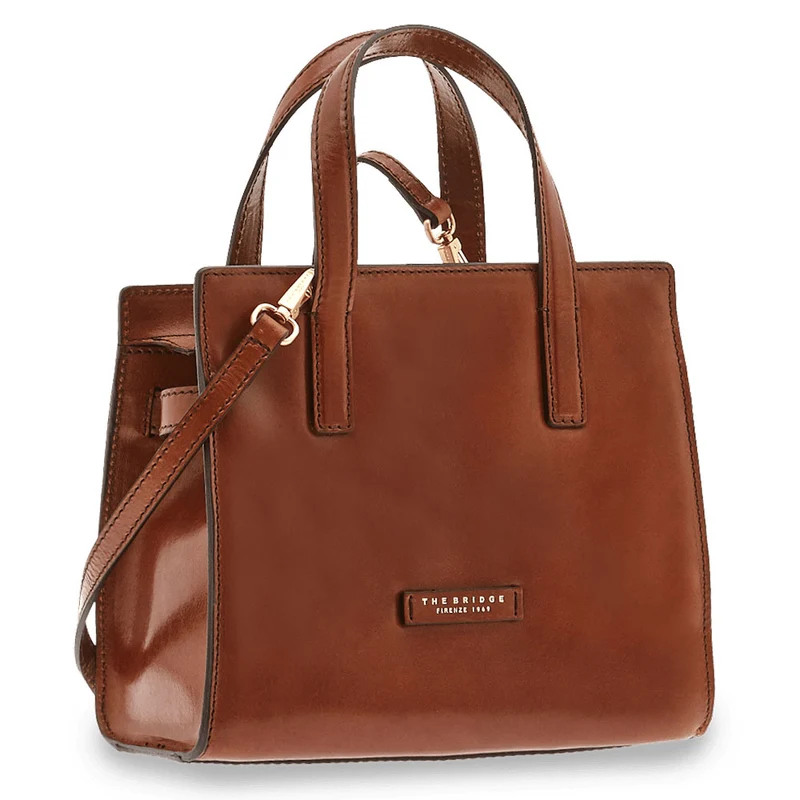 Borsa Donna a Mano con Tracolla THE BRIDGE in Pelle Marrone linea Bianca 04164001