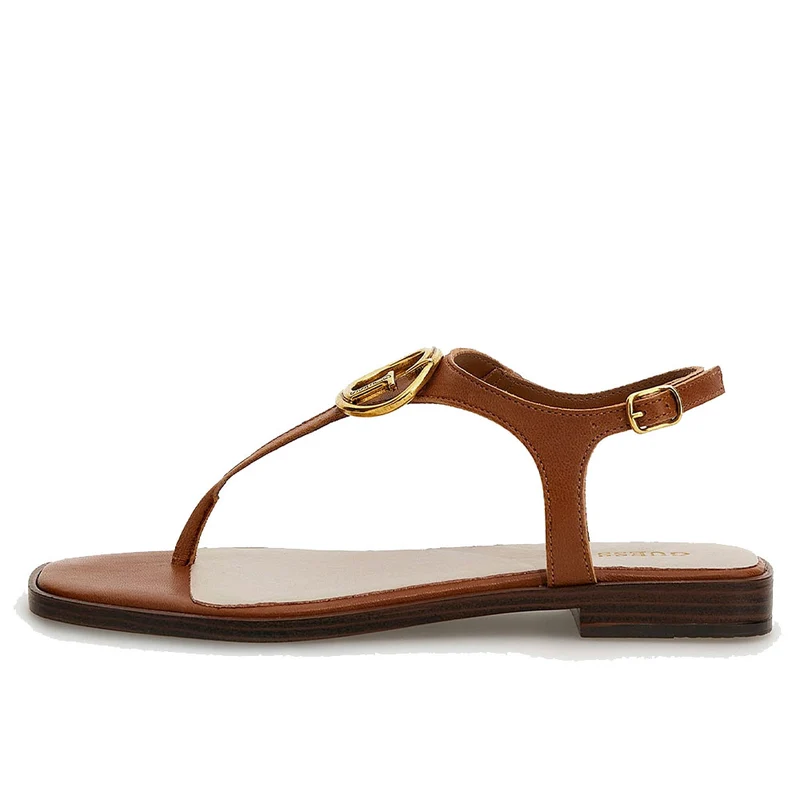 Sandali Infradito Donna GUESS Linea Miry in Pelle Colore Cognac