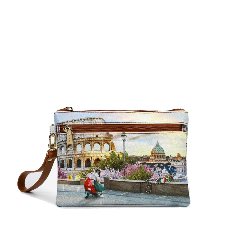 Pochette Donna con Zip Y NOT YES-342 Stampa Italian Love