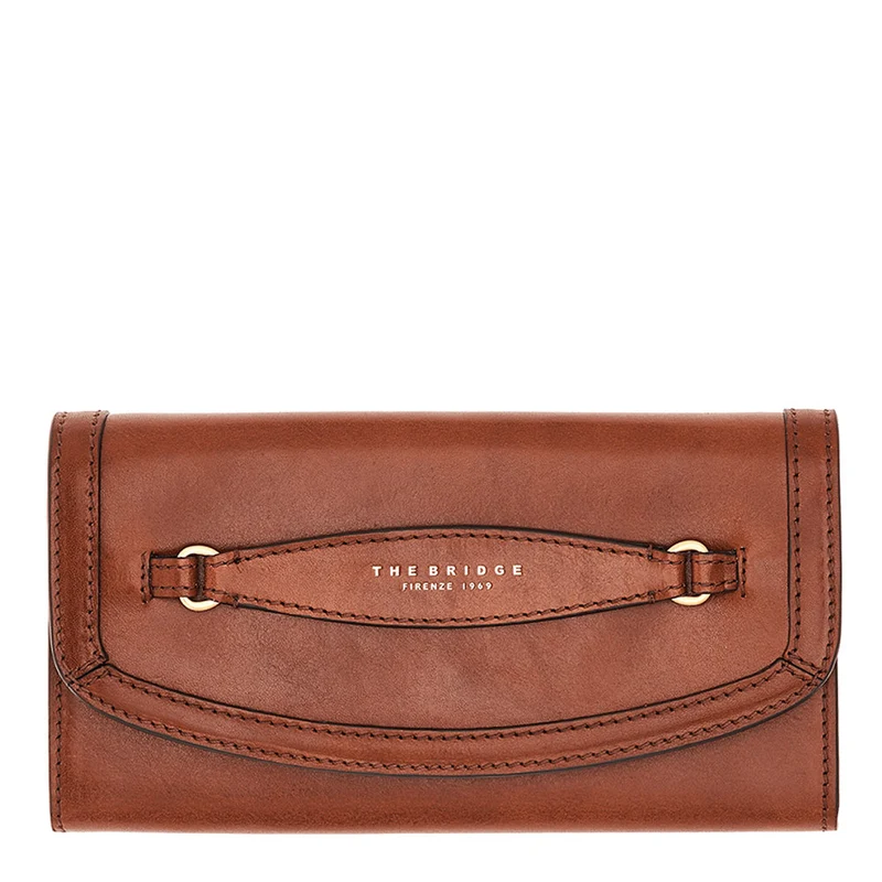 Portafoglio Donna con Bottone THE BRIDGE linea Bettina in Pelle Marrone