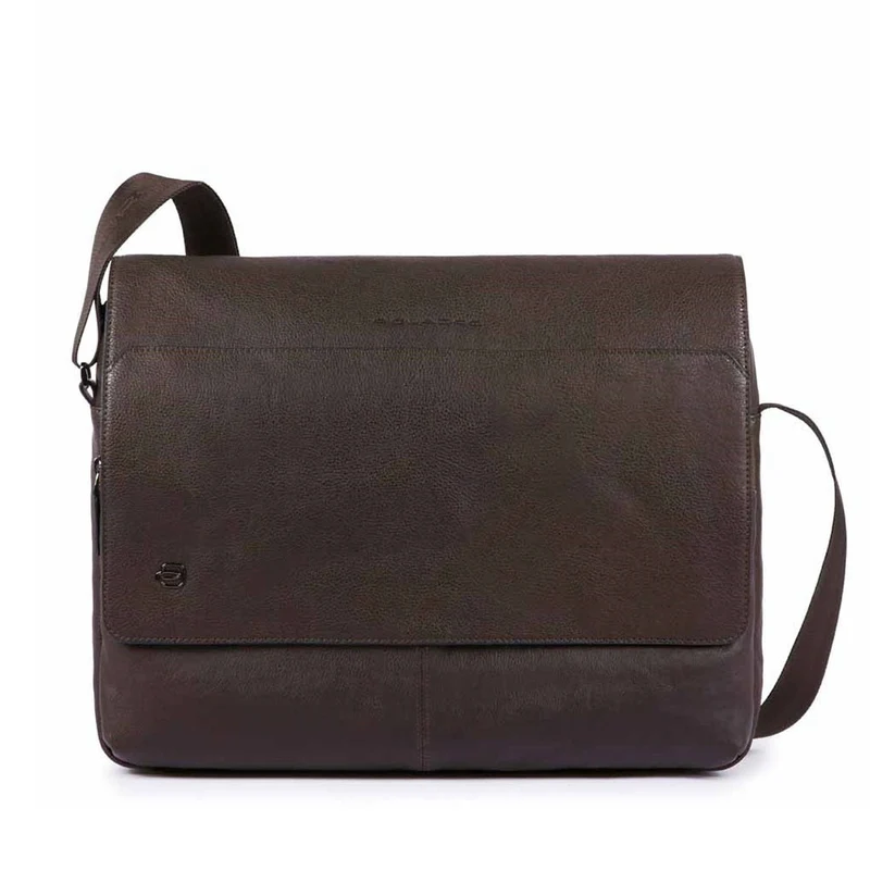Messenger Porta Pc 14" e Porta Tablet PIQUADRO in Pelle Testa Moro Linea Black Square - CA4639B3