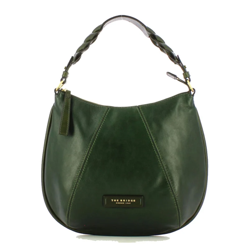 Borsa Donna Hobo con Tracolla THE BRIDGE linea Brigida in Pelle Verde