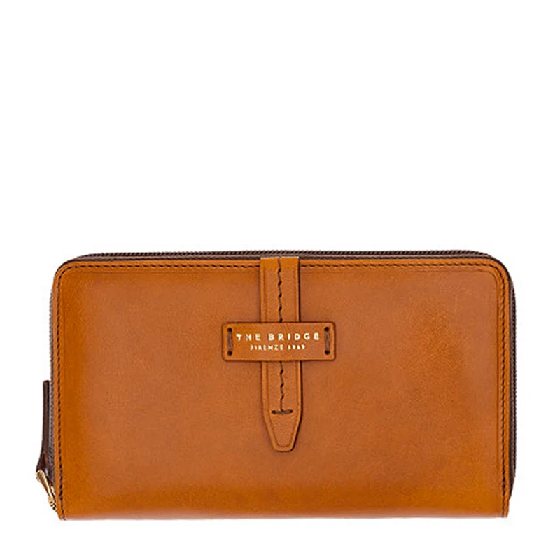 Portafoglio Donna Zip Around THE BRIDGE linea Florentin in Pelle Cognac
