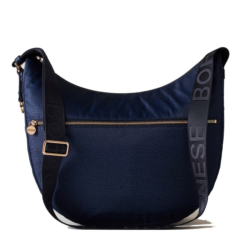 Borsa Donna a Tracolla BORBONESE Luna Bag Medium linea Jet Op in Nylon Blu