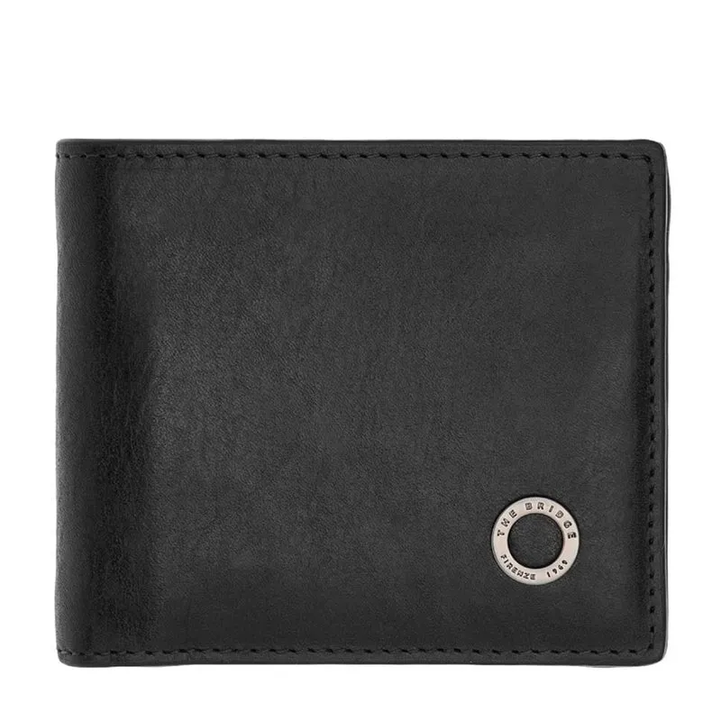 Portafoglio Uomo Piccolo con Portamonete THE BRIDGE In Pelle Nera linea Biagio
