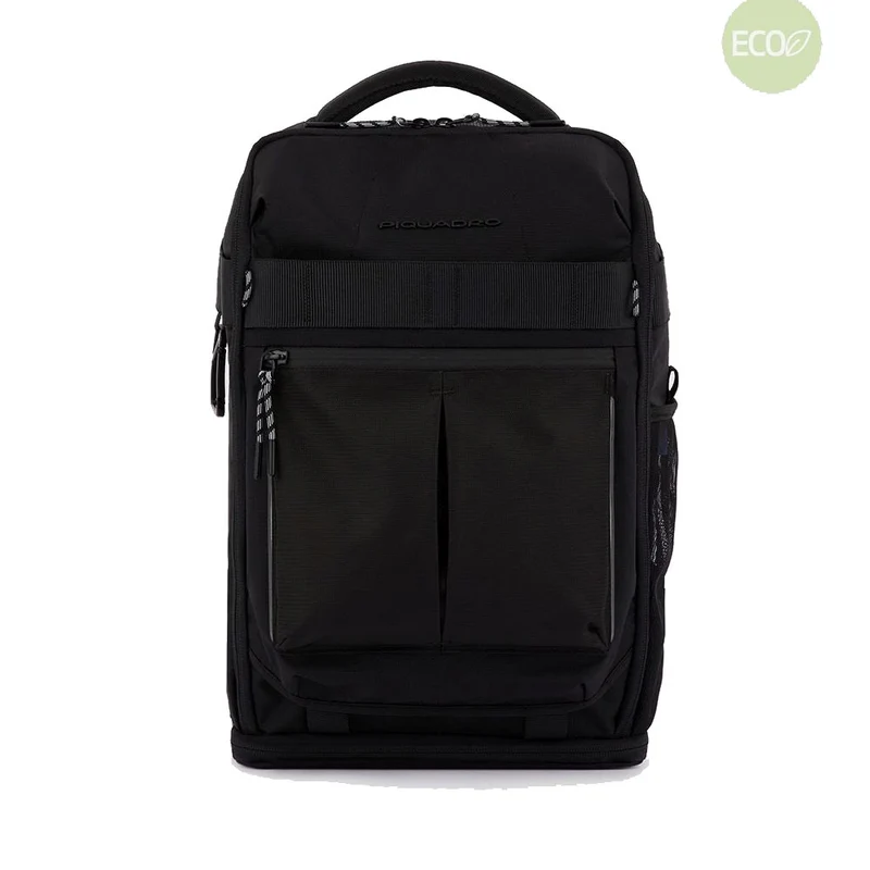 Zaino da Bici PIQUADRO in Nylon Riciclato Nero con Porta Pc 14" Linea Arne - CA5999S125L