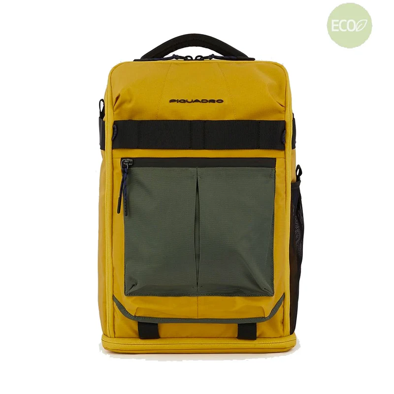 Zaino da Bici PIQUADRO in Nylon Riciclato Giallo con Porta Pc 14" Linea Arne - CA5999S125L