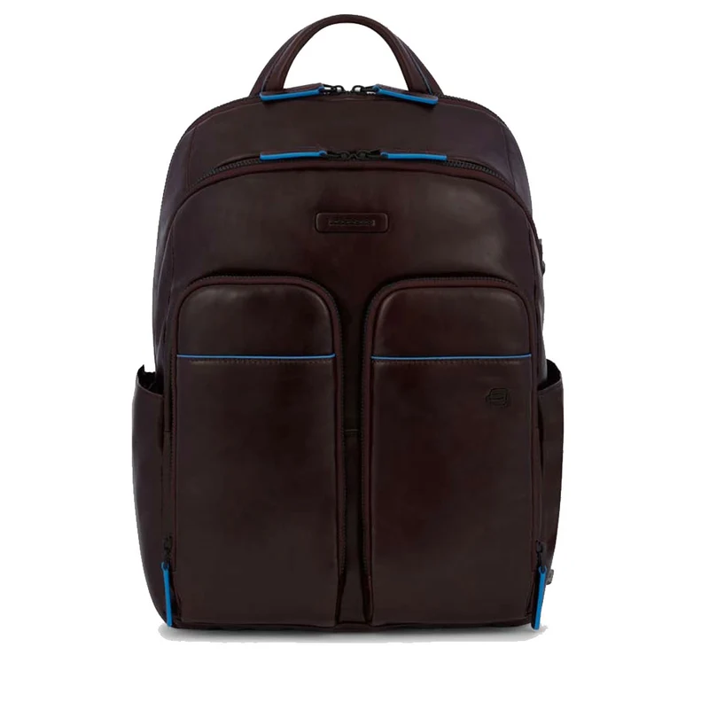 PIQUADRO Zaino Uomo in Pelle Mogano con Porta IPad Linea Blue Square - CA5574B2V