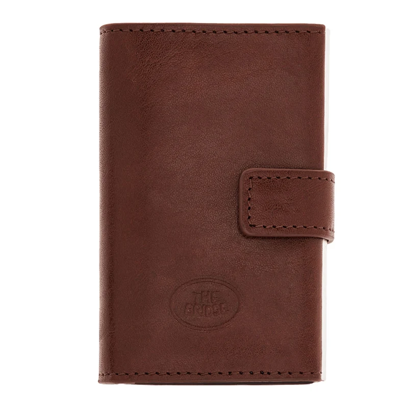 Porta Carte con Clip THE BRIDGE linea Story in Pelle Marrone con RFID