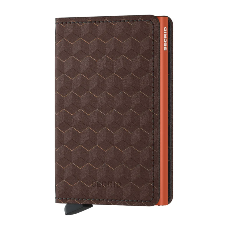 Porta Carte SECRID linea Slimwallet Optical in Pelle Brown-Orange con RFID