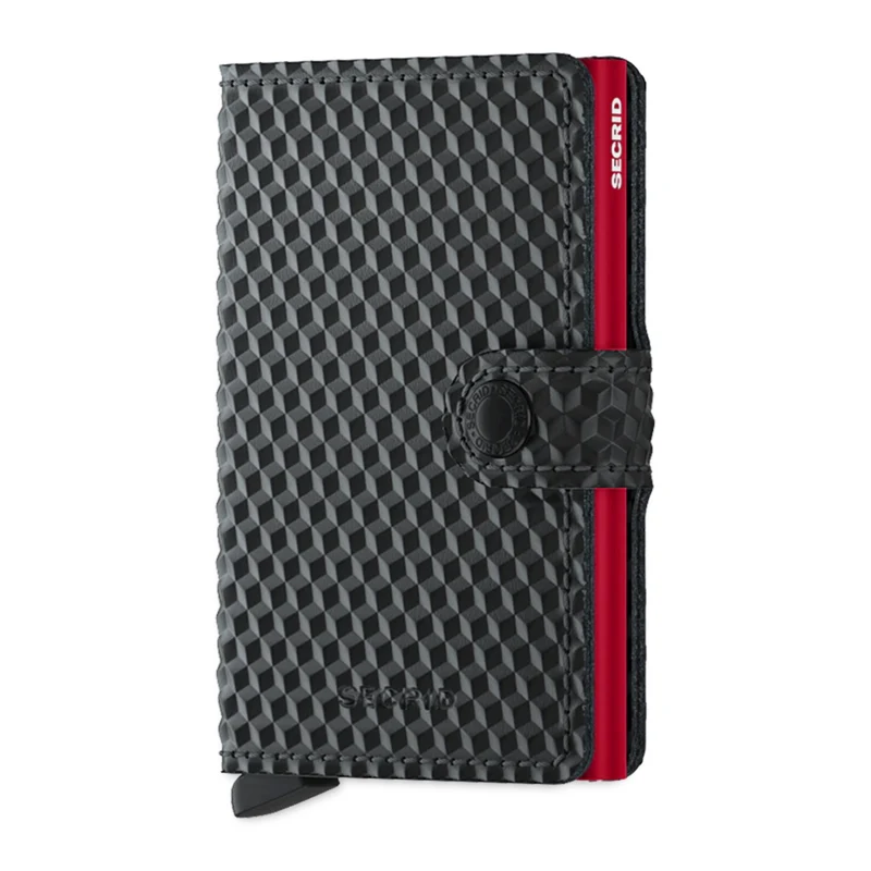 Porta Carte con Clip SECRID linea Cubic in Pelle Black-Red con RFID