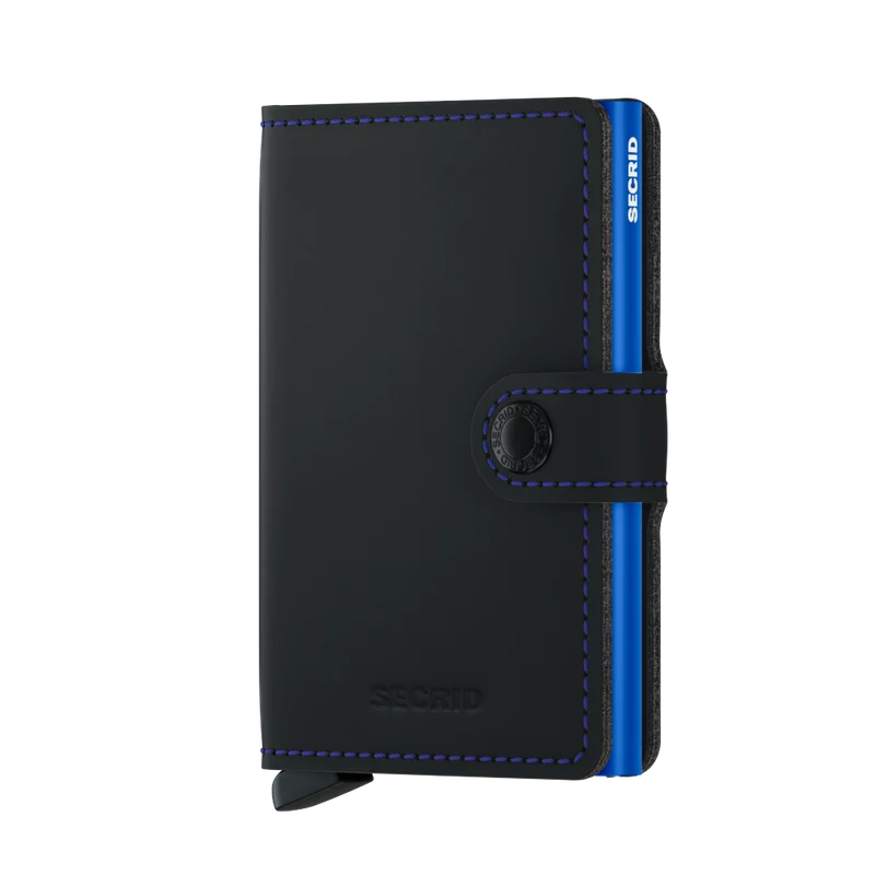Porta Carte con Clip SECRID linea Miniwallet Matte Black e Blue con RFID