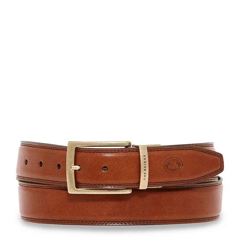 Cintura Uomo Double Face THE BRIDGE in Pelle Marrone e Nero 110cm linea Brunelleschi Made in Italy