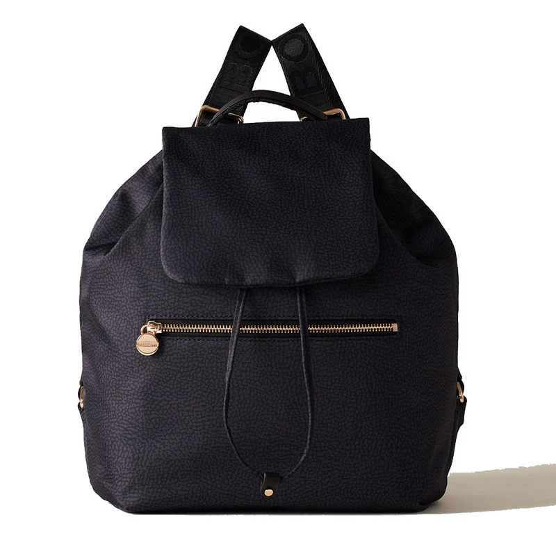Zaino Donna con Pattina BORBONESE in Tessuto linea Eco Line Jet OP colore Dark Black