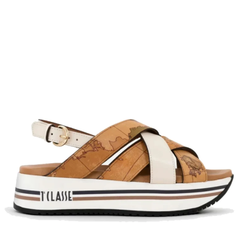 Scarpe Donna 1A Classe Alviero Martini Sandali con Plateau in Pelle Geo Classic e dettagli Marmo 0188