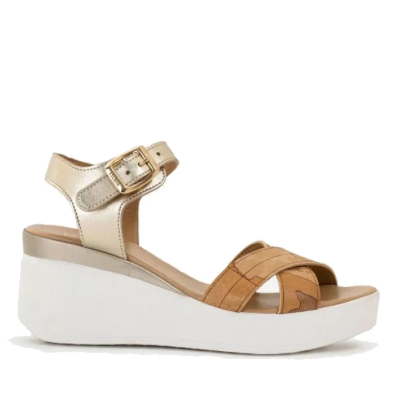 Scarpe Donna 1A Classe Alviero Martini Sandali Geo Classic con Zeppa Bianca 0192