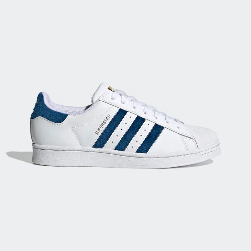 Scarpe ADIDAS Sneakers Uomo linea Superstar in Pelle colore Bianco e Blu