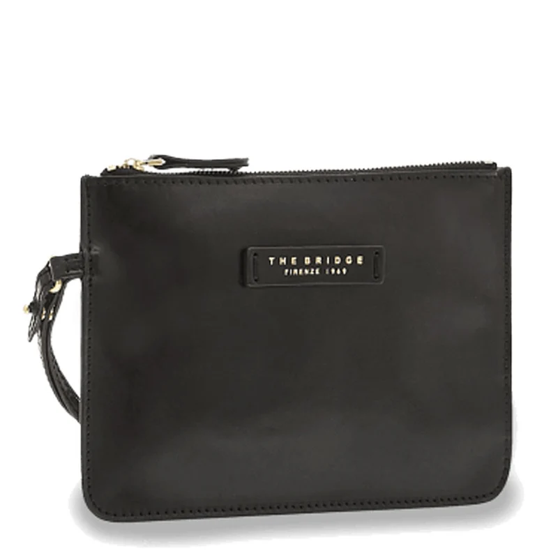Pochette Donna a Mano THE BRIDGE in Pelle Nera linea Leda