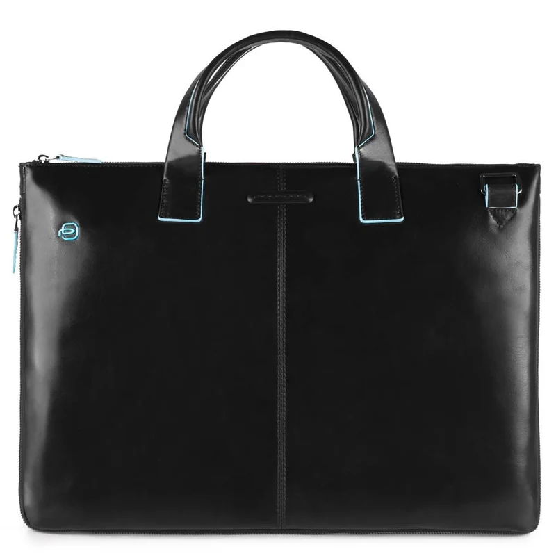 Cartella Sottile PIQUADRO con Porta Pc 15" Espandibile in Pelle Nera Linea Blue Square - CA4021B2
