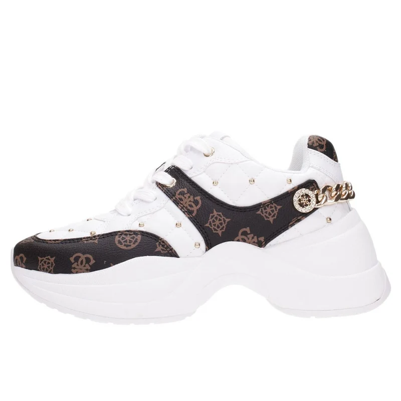 Scarpe Donna GUESS Sneakers Linea Jency Colore Bianco - Marrone