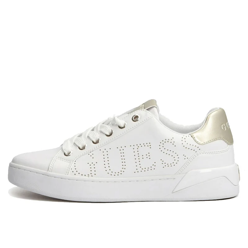 Scarpe Donna GUESS Sneakers in Pelle Linea Roria Colore Bianco - Platino