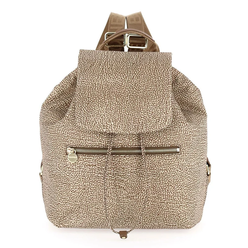Zaino Donna con Pattina BORBONESE in Tessuto linea Jet Op Beige Brown