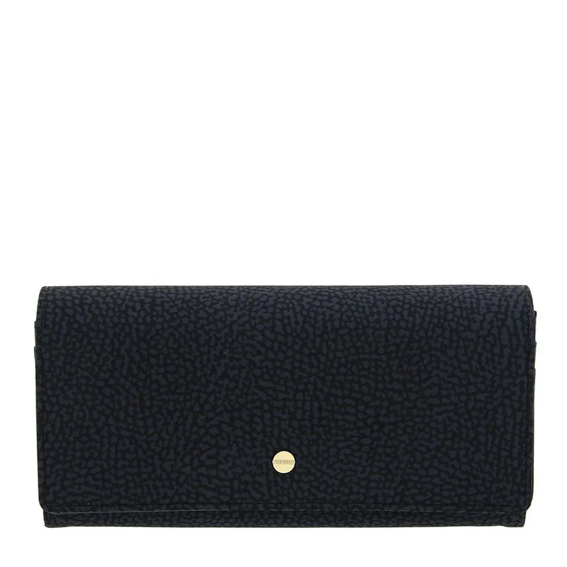 Portafoglio Donna Large con Bottone BORBONESE in Nylon Riciclato linea Jet Op Nero