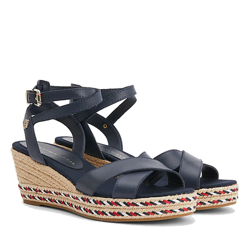 Sandali Donna con Plateau TOMMY HILFIGER in Pelle Blu
