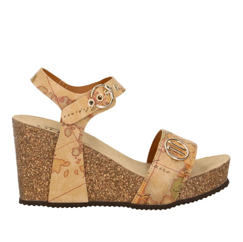 Scarpe Donna 1A Classe Alviero Martini Sandalo con Zeppa in Tessuto Geo Classic 0219