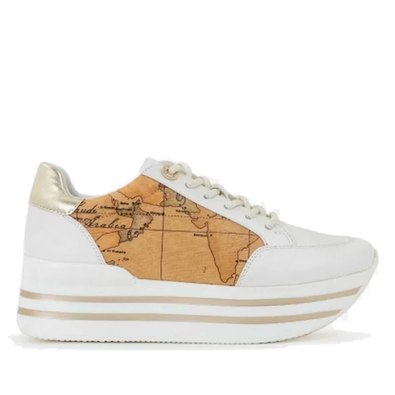 Scarpe Donna 1A Classe Alviero Martini Sneakers in Reps Bianco con dettagli Geo Classic 0274