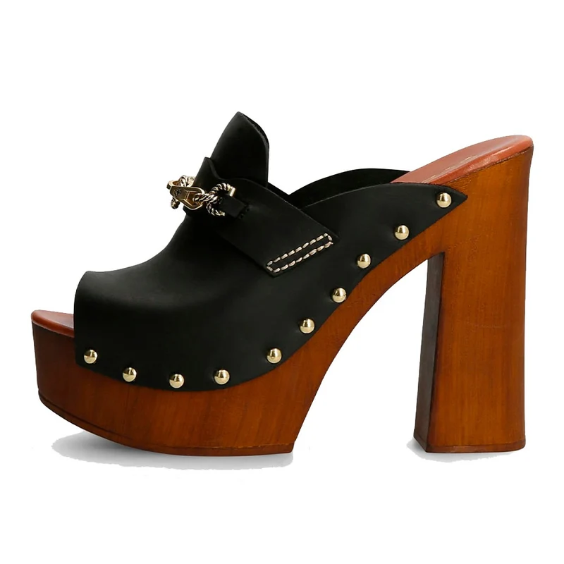 Scarpe Donna GUESS Zoccoli in Pelle Nera Linea Clara