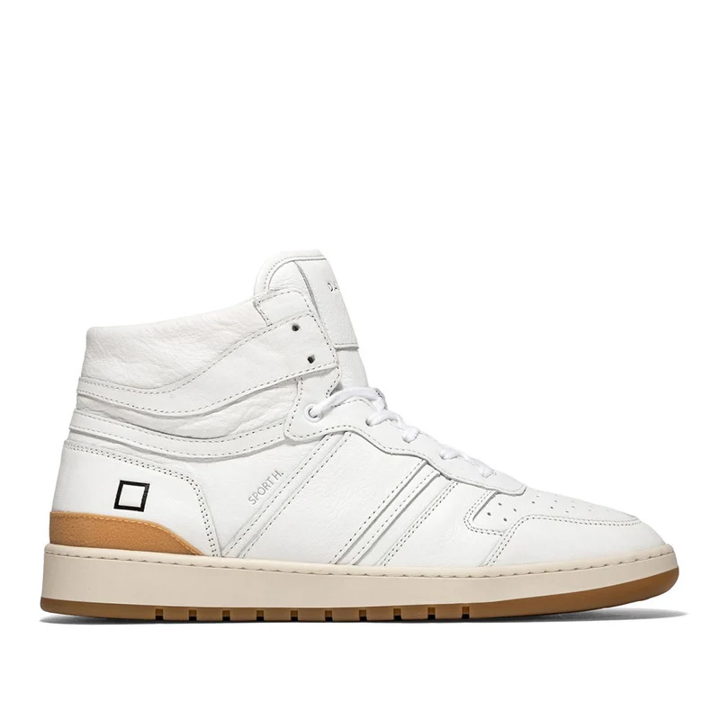 Scarpe Uomo D.A.T.E. Sneakers Alte linea Sport High Mono in Pelle Bianca