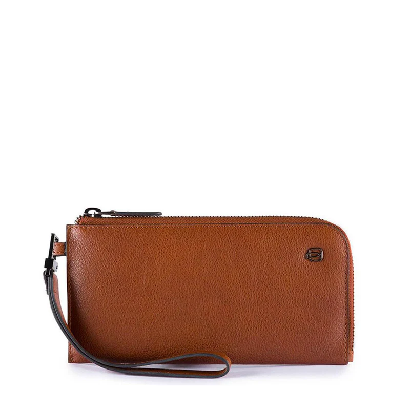 Pochette a Mano PIQUADRO in Pelle Color Cuoio linea Black Square