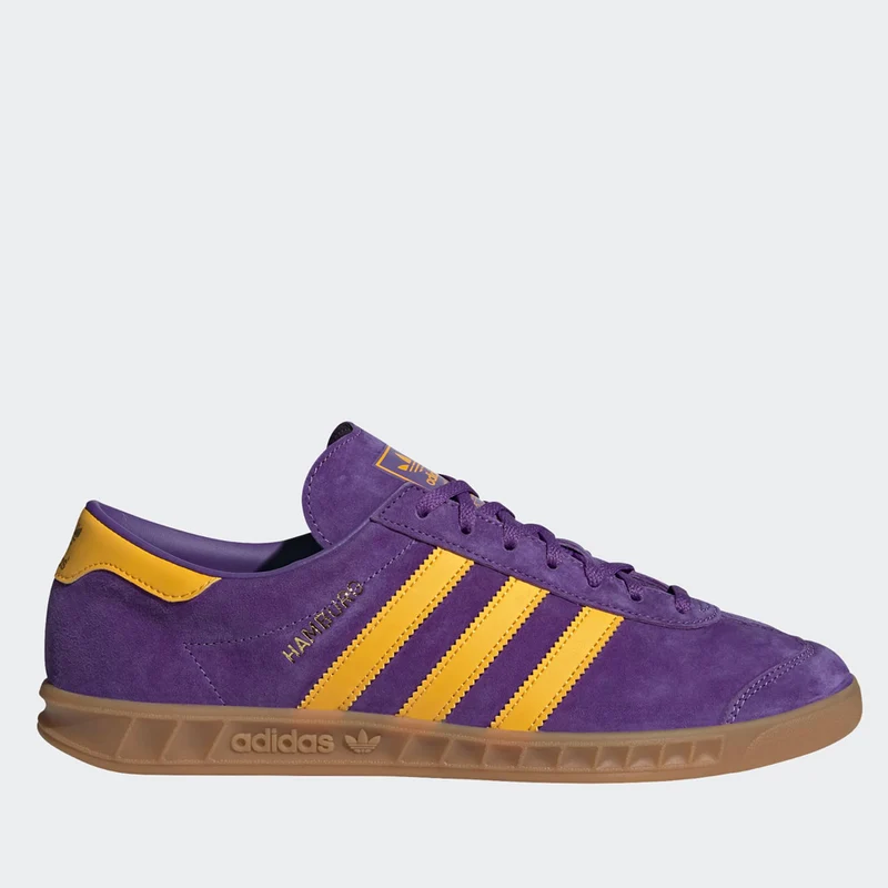 Scarpe Uomo ADIDAS Sneakers linea Hamburg in Pelle Viola e Giallo