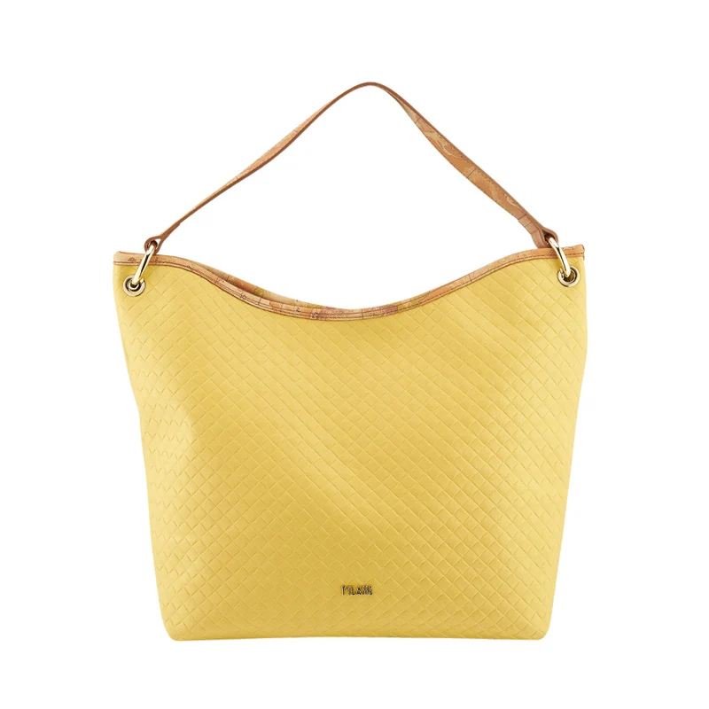 Borsa Donna a Spalla 1A Classe Alviero Martini linea Beverly Effetto Intrecciato Giallo GQ62