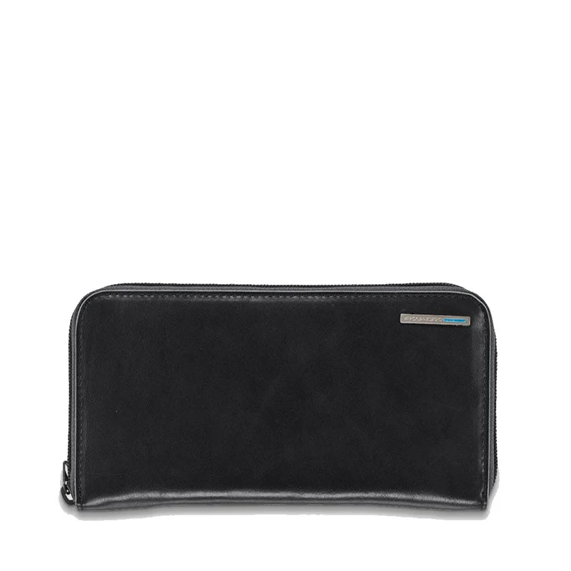 Portafoglio Donna Zip Around PIQUADRO In Pelle Nera Linea Blue Square - PD1515B2R