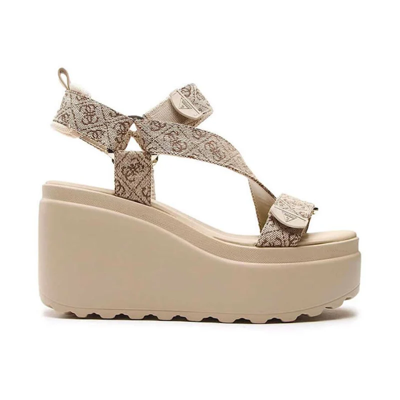 Sandali Donna con Zeppa GUESS linea Ocilia Colore Beige - Brown