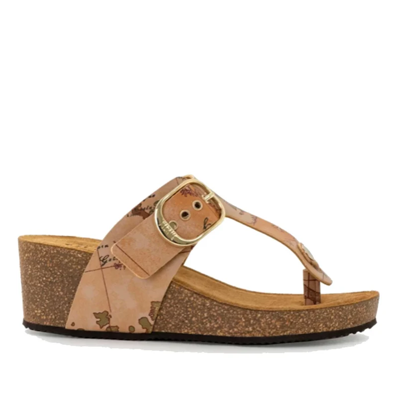 Scarpe Donna 1A Classe Alviero Martini Ciabatte con Zeppa stampa Geo Classic 0520