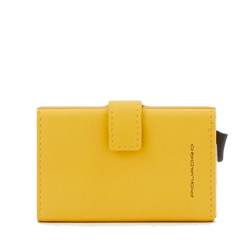 Portacarte PIQUADRO in Pelle e Alluminio con RFID in Pelle Gialla Linea Alvar - PP5649S128R
